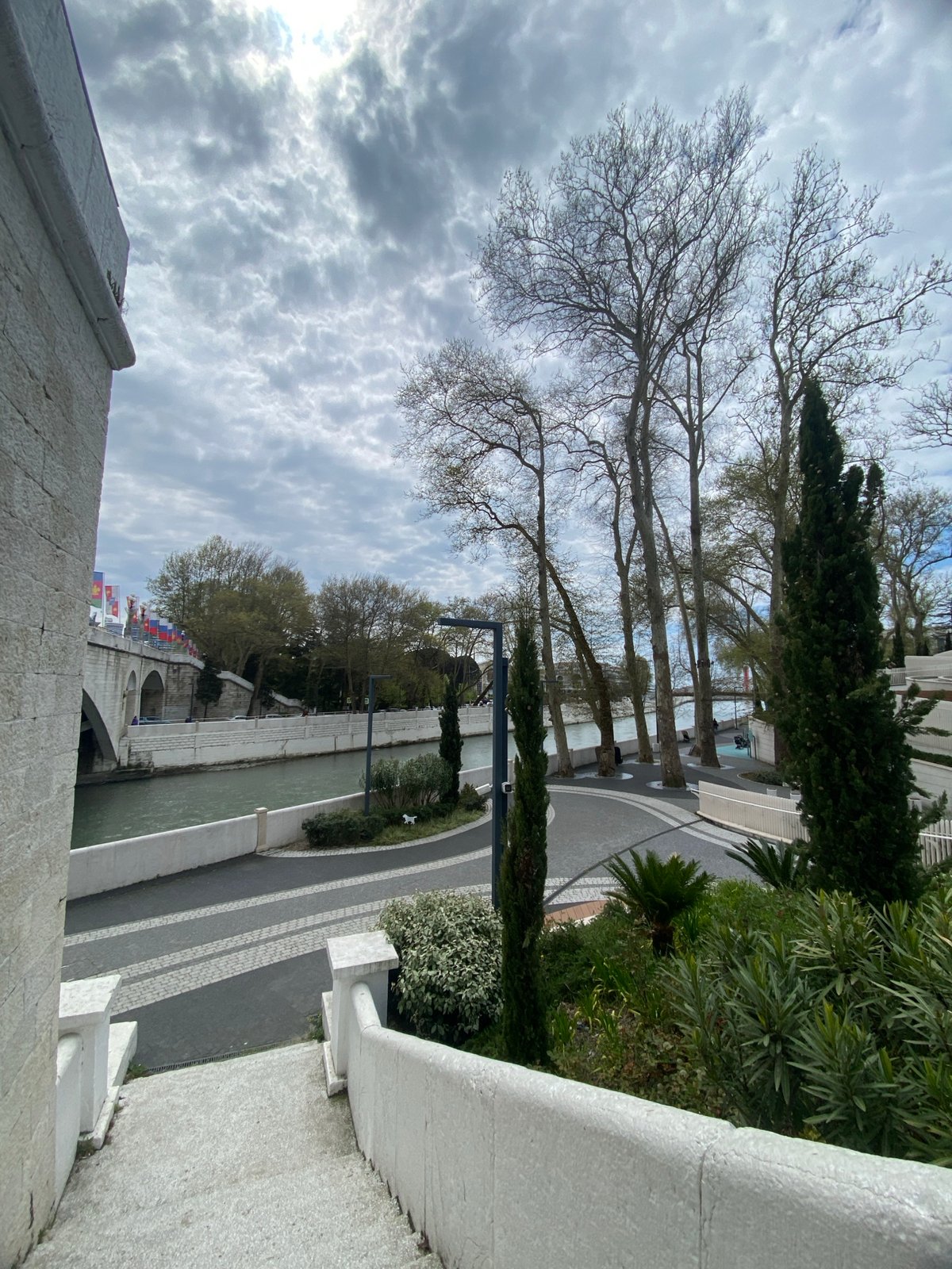 Morning riverside walk documented in Sochi's modern waterfront district