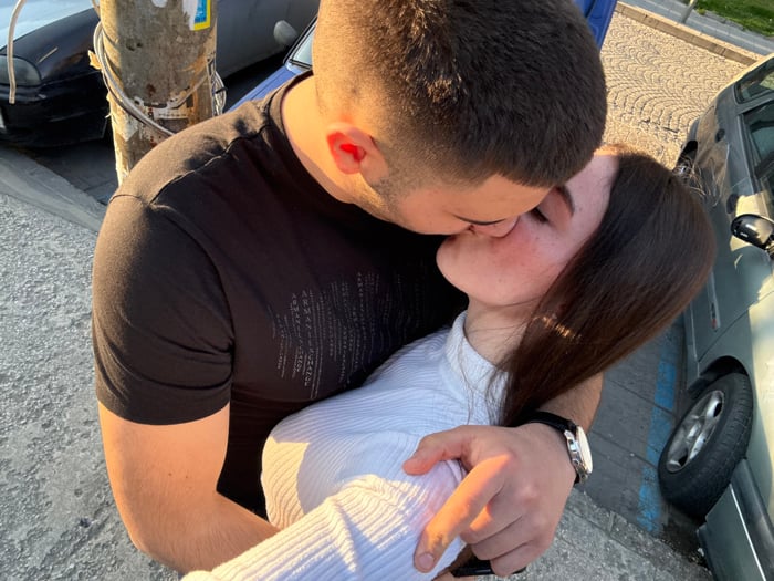 Couple's intimate moments documented across Plovdiv streets
