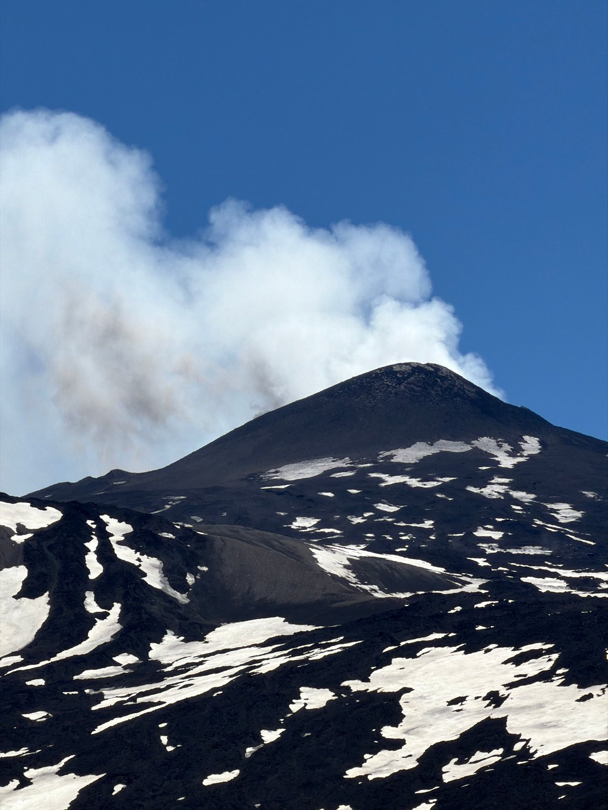 Mount Etna volcanic activity documented near Linguaglossa, Italy