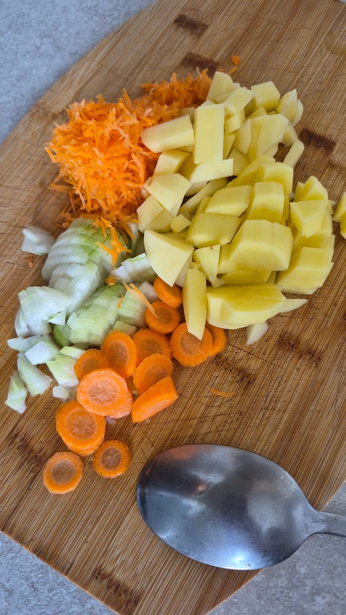 Cooking prep and flowering plants in a Latvian home