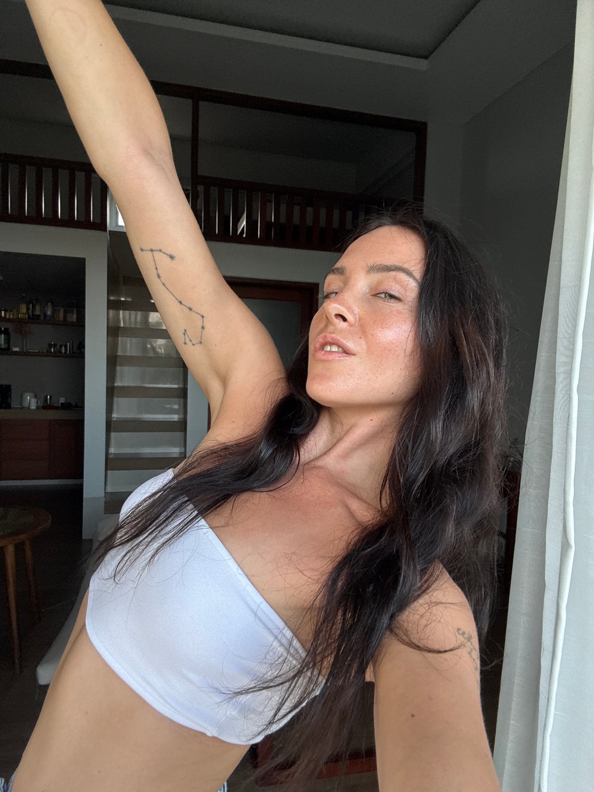 Morning selfie session at a North Kuta villa, dog included