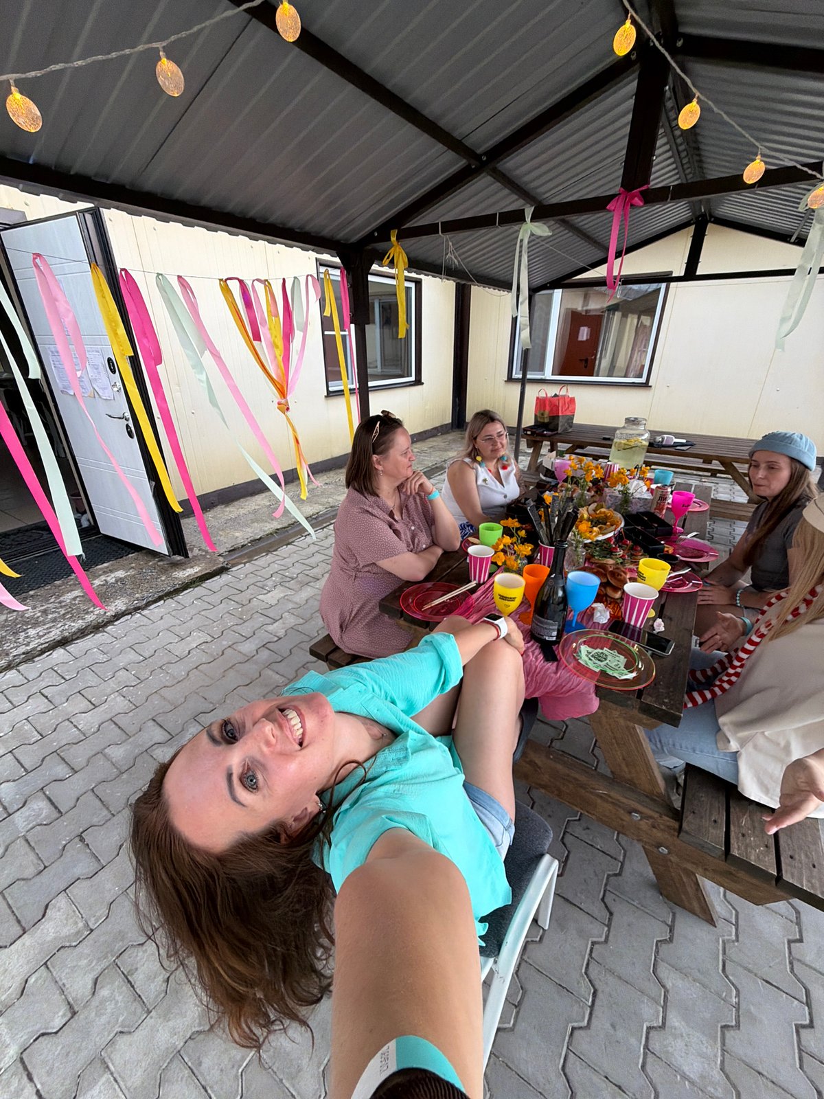 Women gather for outdoor barbecue picnic in Birobidzhan, Russia