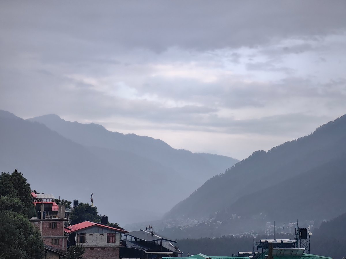 Misty mountain valley views documented in Vashisht, India