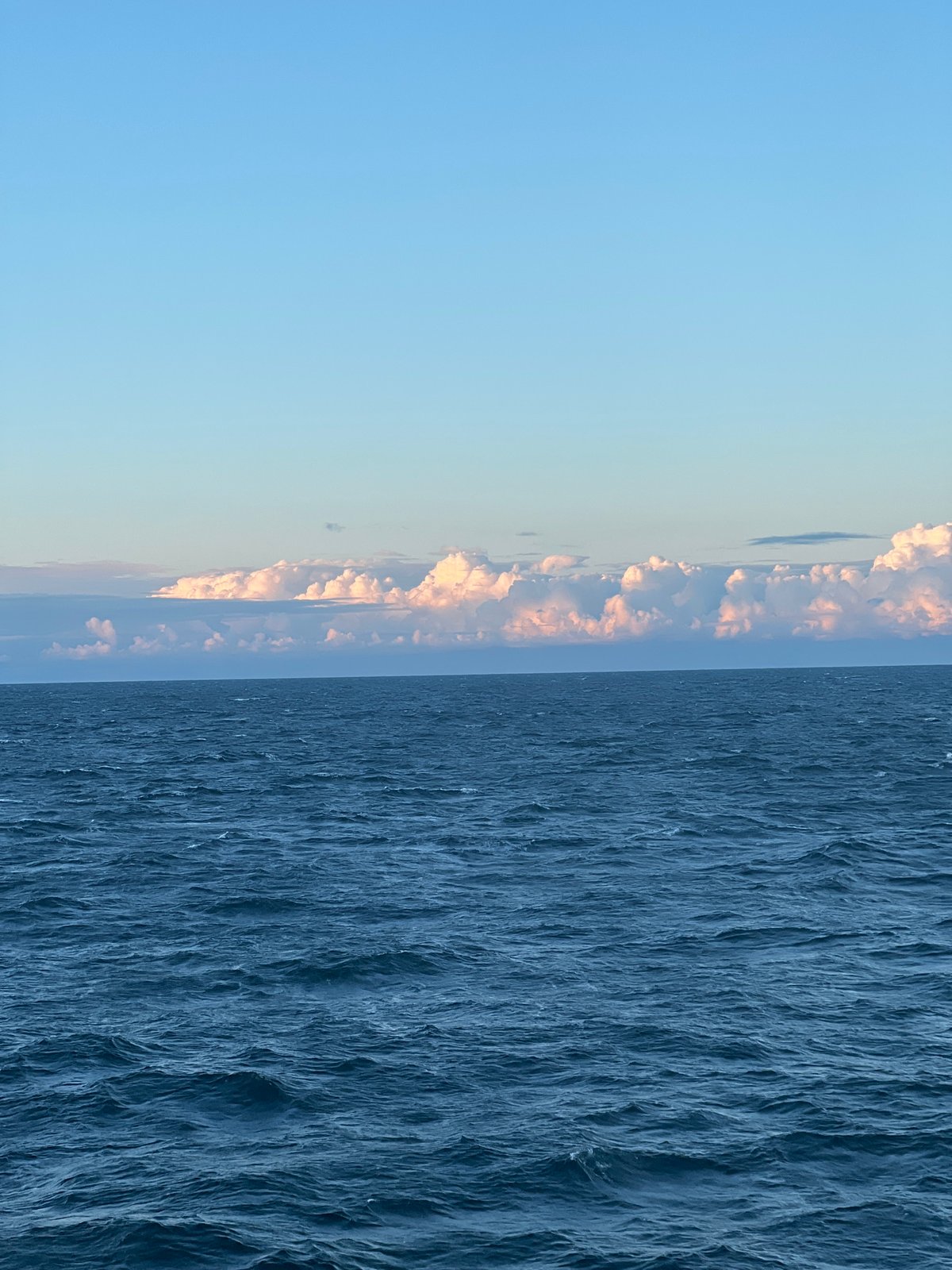Baltic Sea at dusk, ship on the horizon