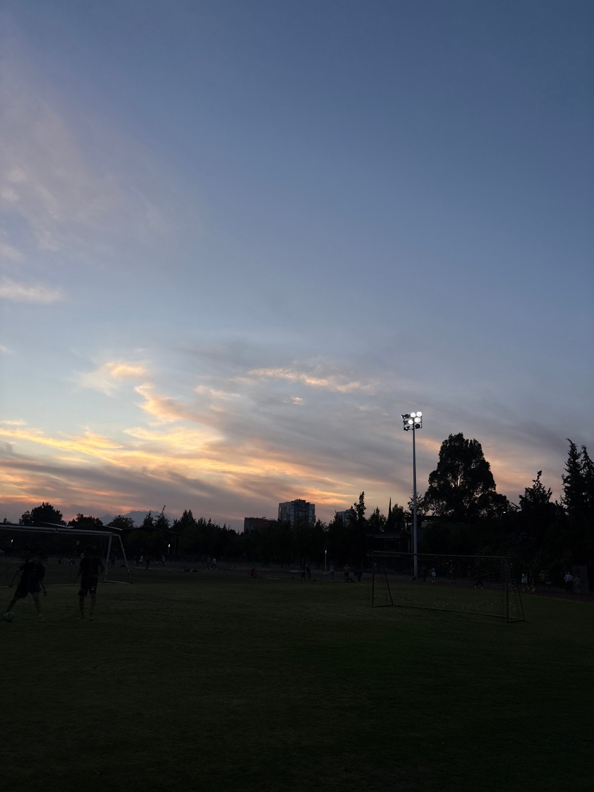 Late-night runner captured on athletic track in Puebla twilight