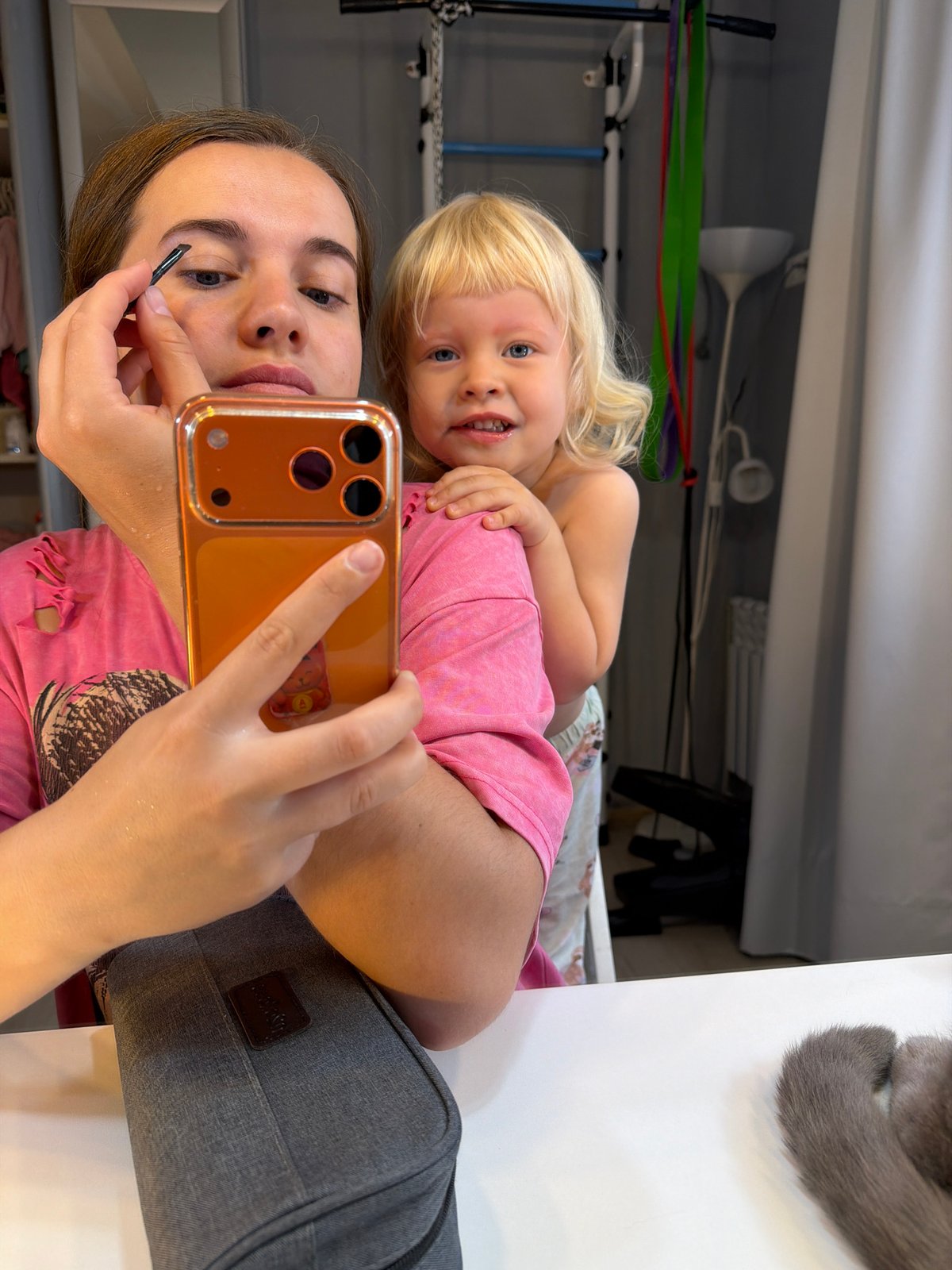 Mother and toddler's morning routine captured in Sochi home