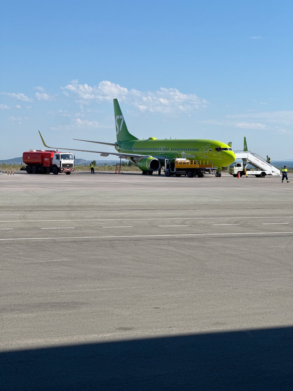 S7 Airlines Boeing 737 on the tarmac at Chulman Airport