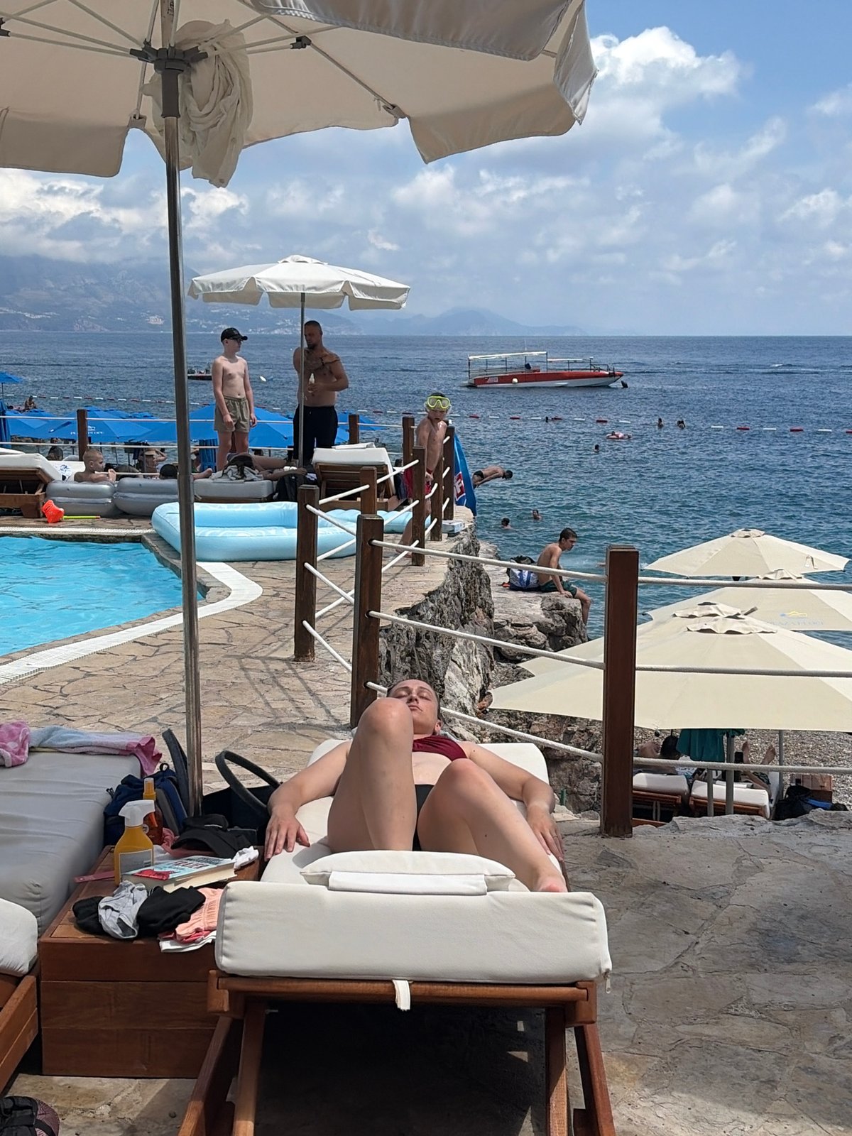Poolside resort afternoon on the Montenegrin coast