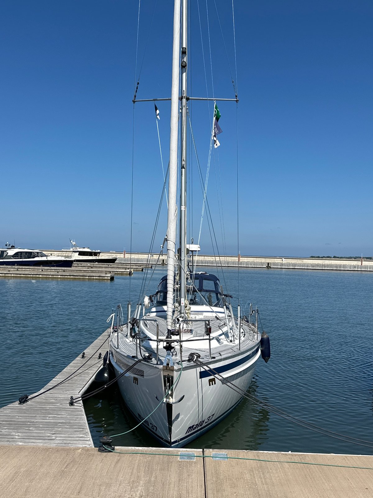 Sailboats and yachts docked at Tallinn marina on a sunny day