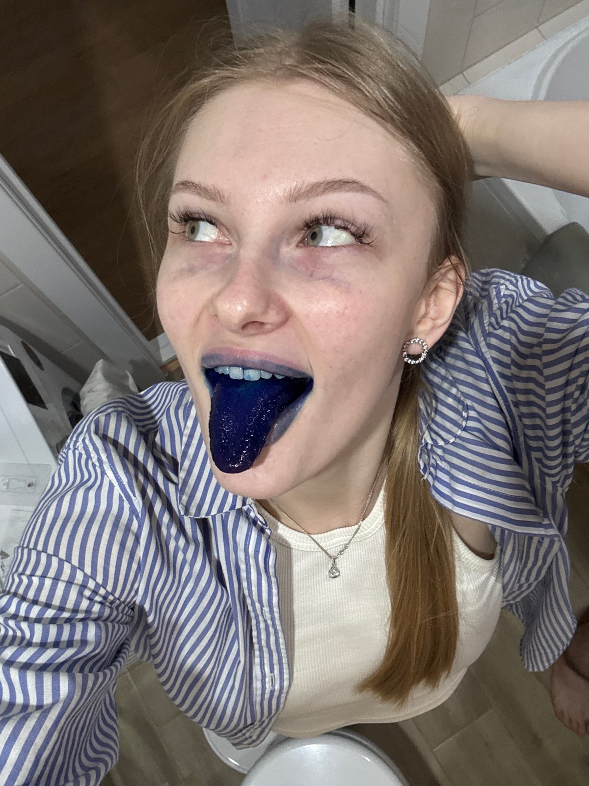 Young person takes colorful selfies in Perm, Russia