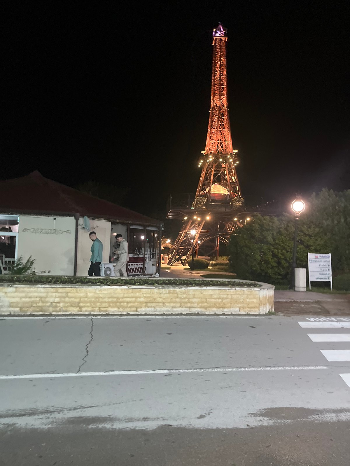 Varna's Eiffel Tower replica glows blue in nighttime display