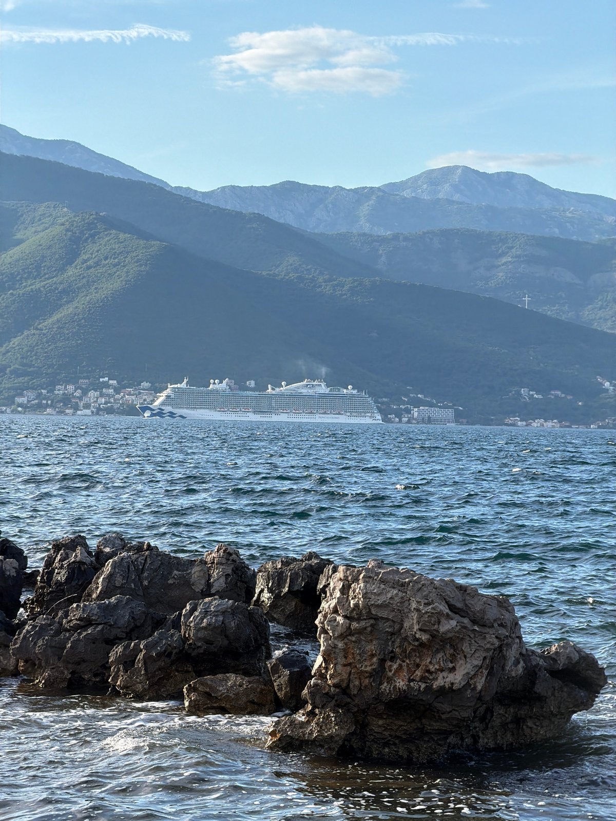 Cruise ship spotted off Montenegro's Adriatic coast near Gošići