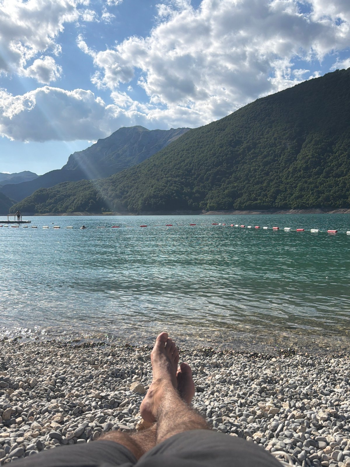 Lazy afternoon at a crystal-clear Montenegrin lake