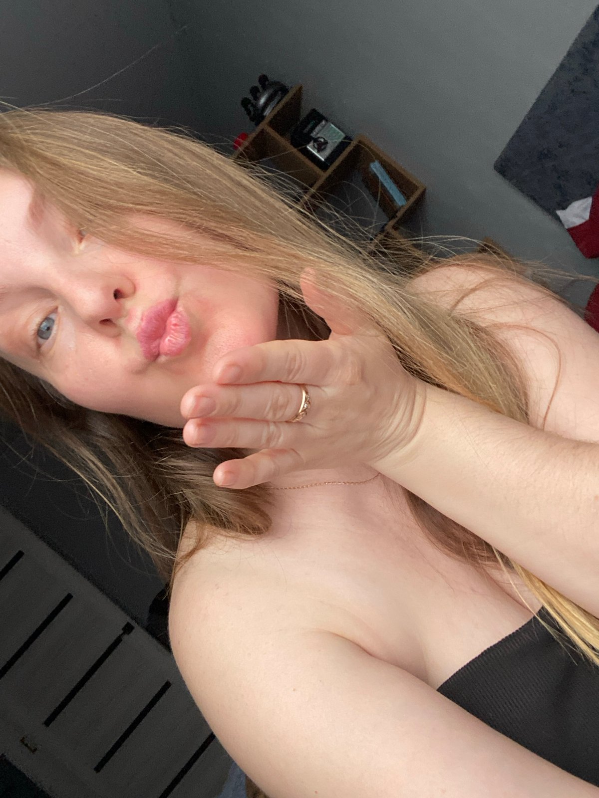 Woman takes early morning selfies in Noviy, Russia