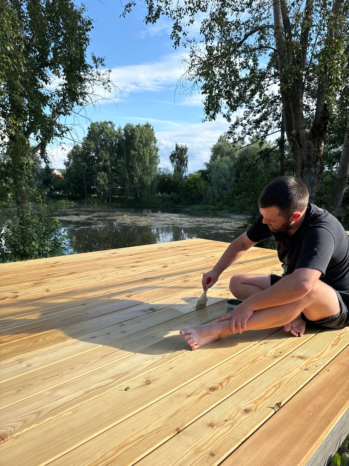 Deck work and downtime on a summer afternoon in Chaikovsky