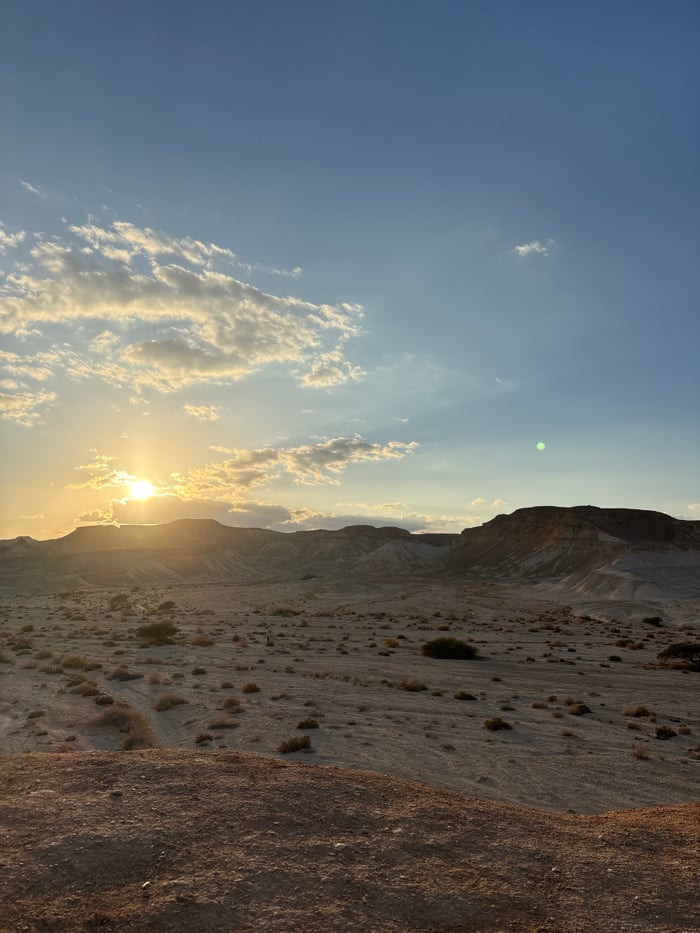 Desert sunset hammock rest captured in Israeli Arava region