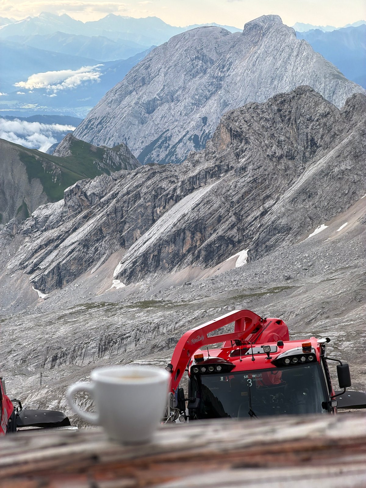 Morning coffee and alpine views at the Zugspitze