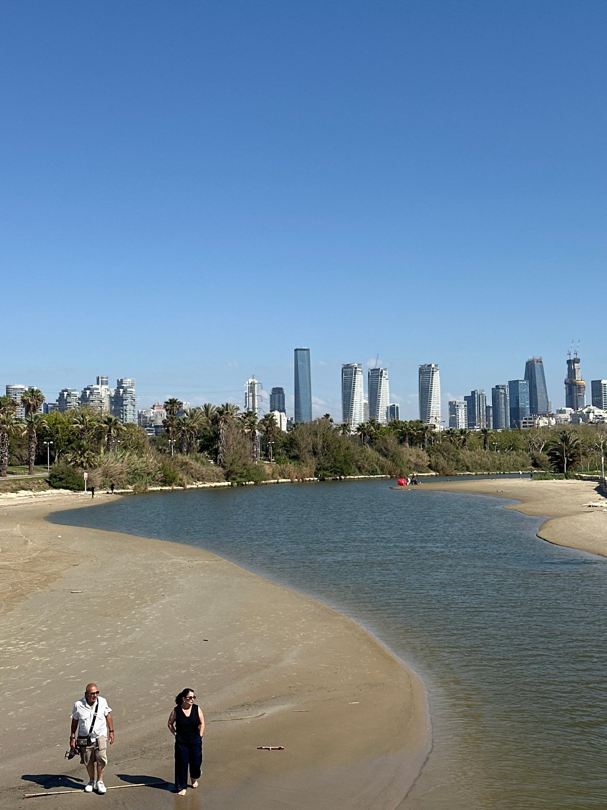 Tel Aviv coastline documented at Yarkon River Mediterranean confluence