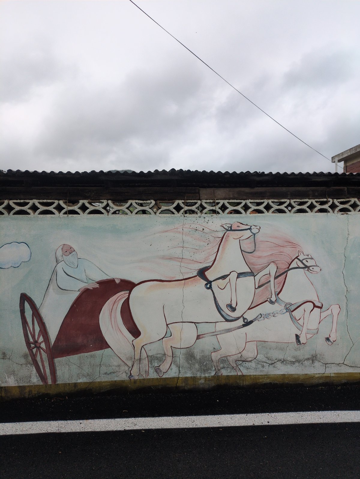 Mural featuring horses and figures documented in Geonjin-ri