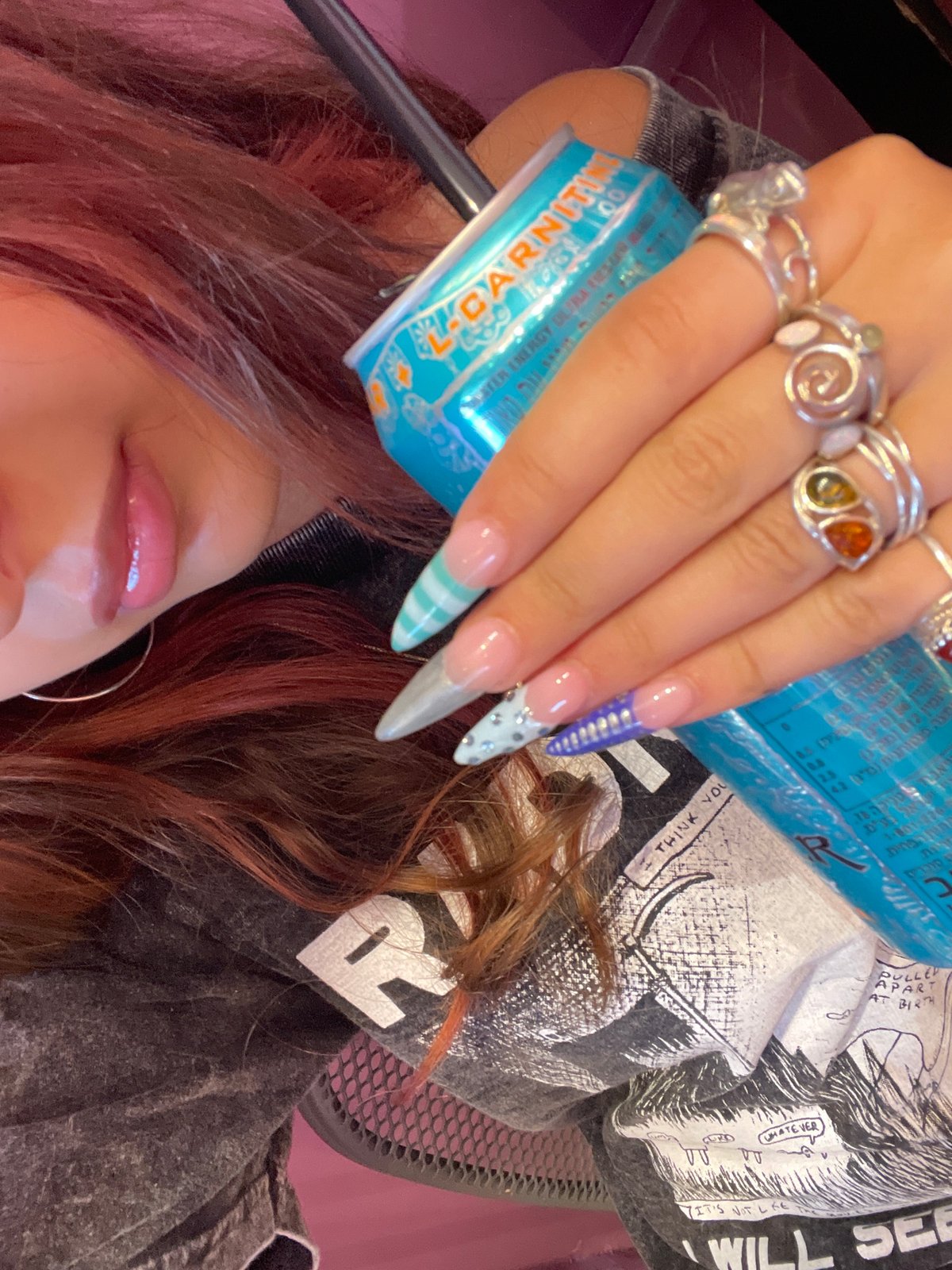 Selfie session with Monster Energy and statement nails, Raanana