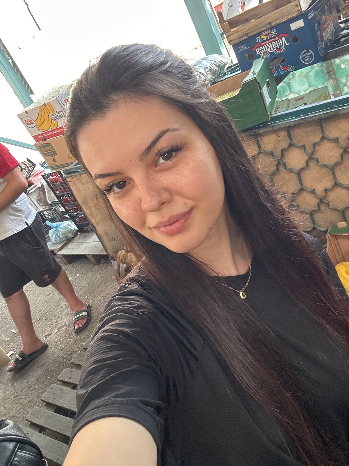 Selfies and smiles at a Sliven outdoor market