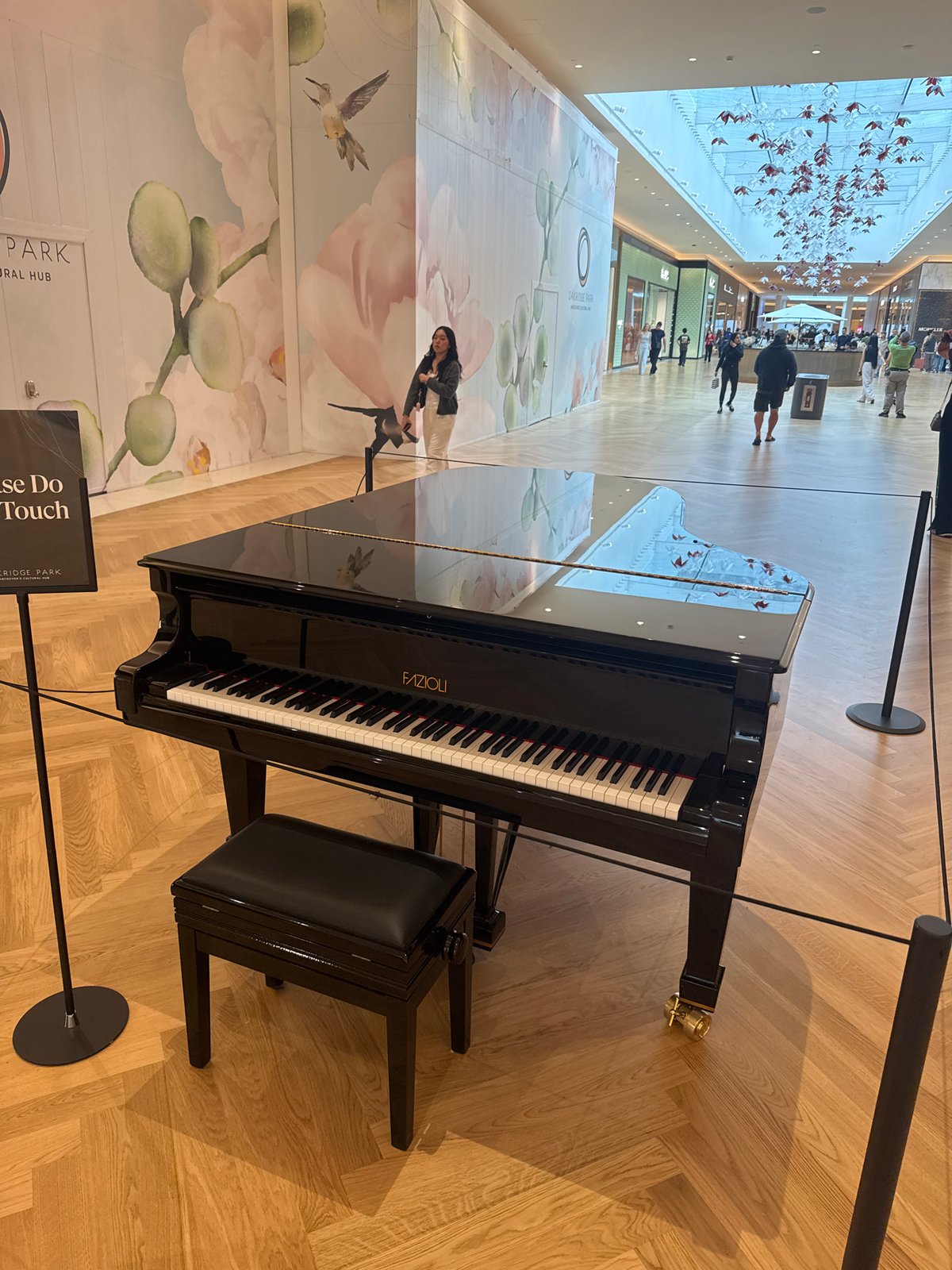 Fazioli piano and art installation inside Vancouver's Time Out Market