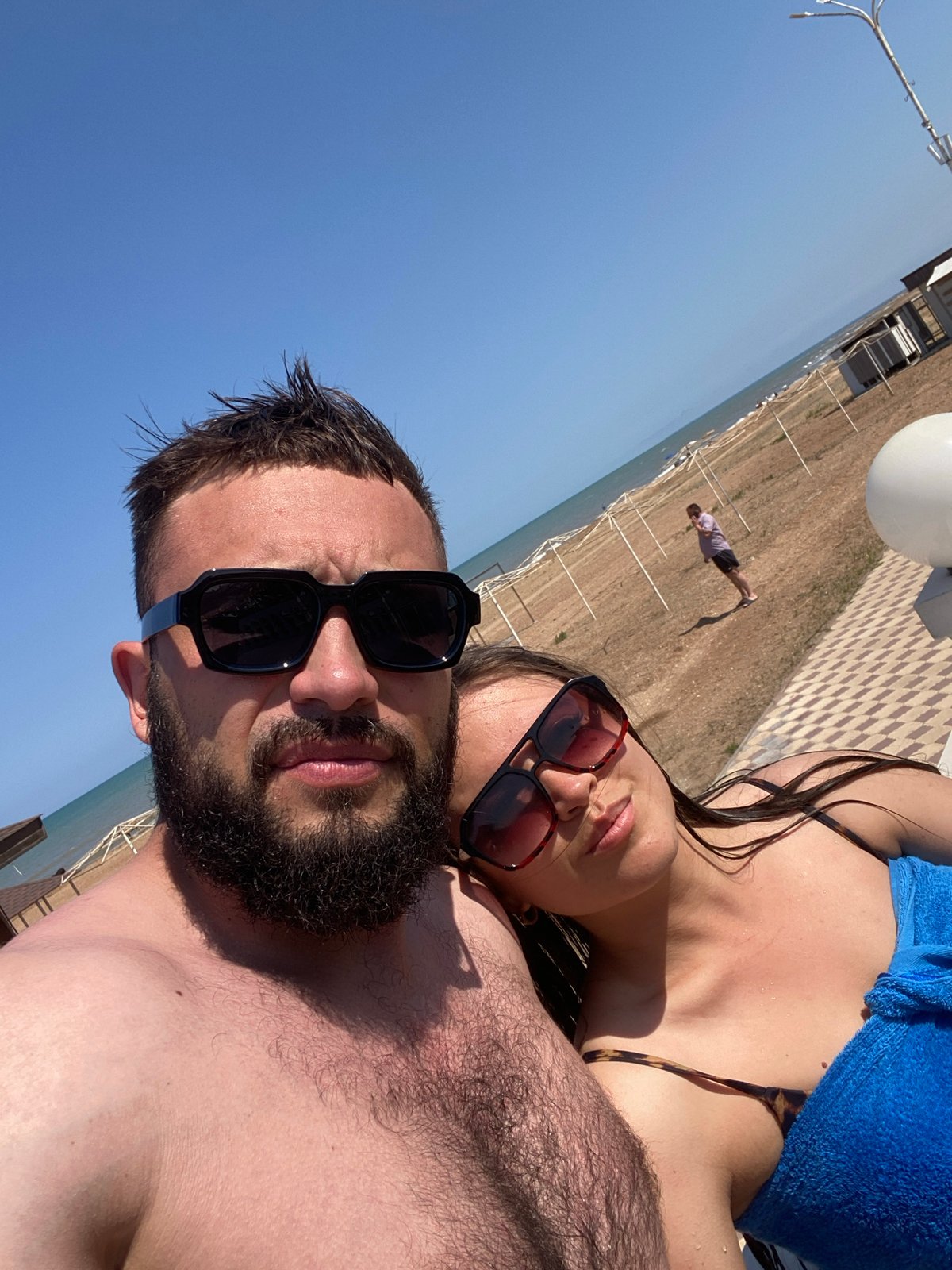 Beachside selfie moment in Derbent, Russia