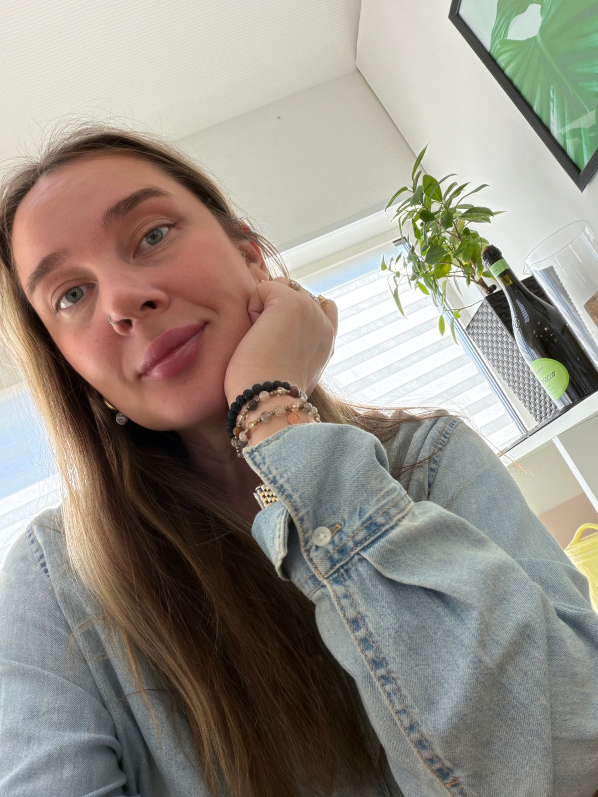 Woman takes morning selfies in different outfits in Chaikovsky