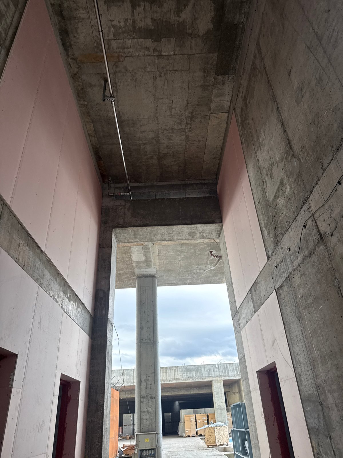 Construction site documented in Sofia with concrete and pink insulation
