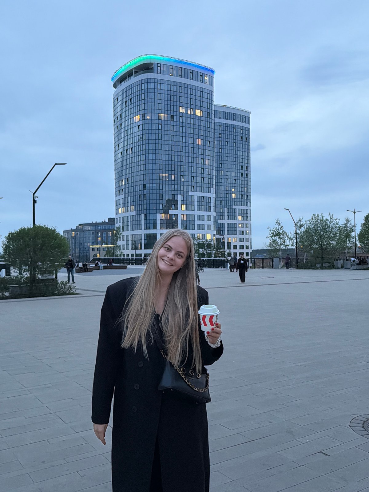 Couple photographed together in Izhevsk city plaza