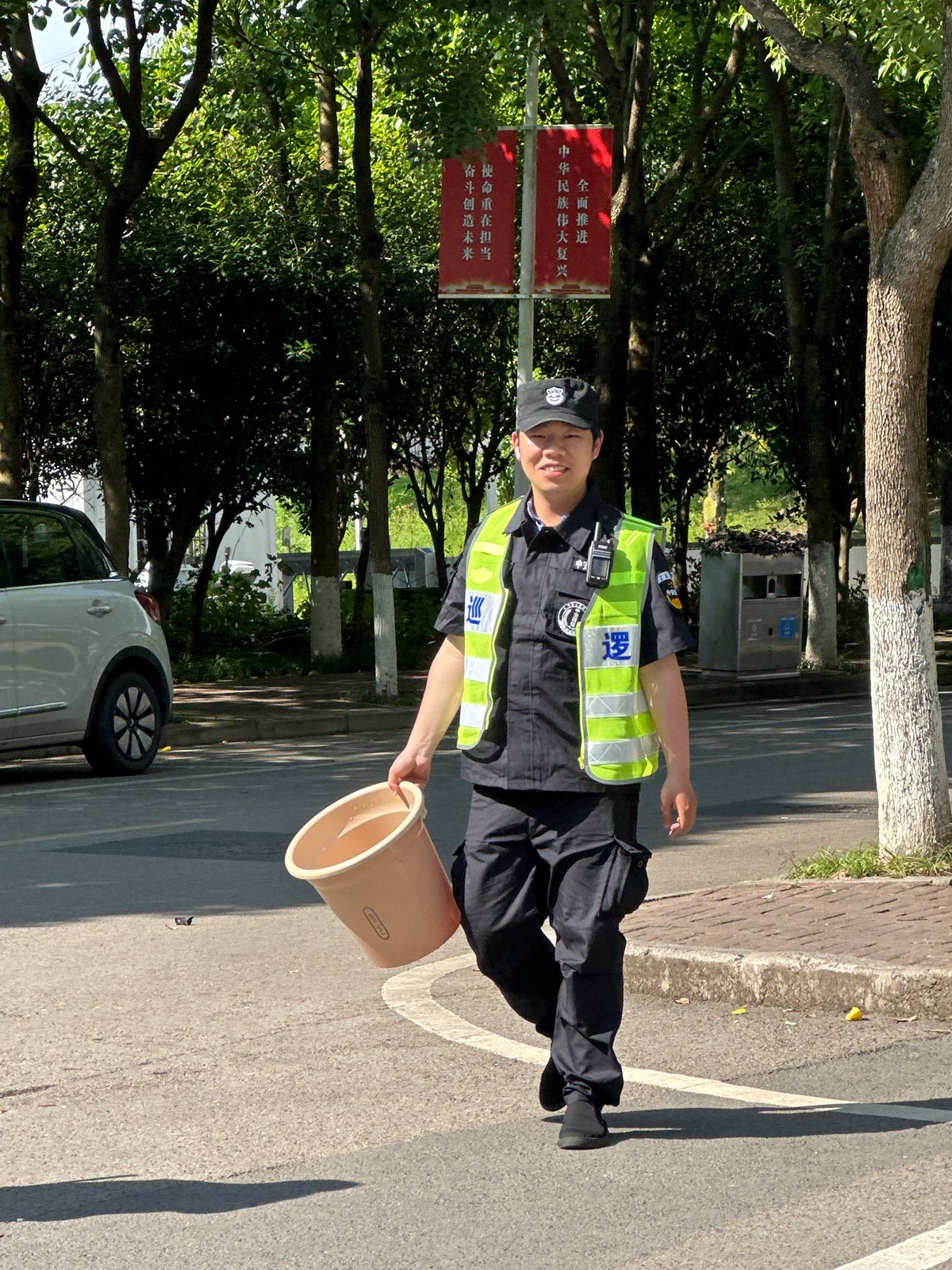 Morning street activity observed in Jiangjin, China