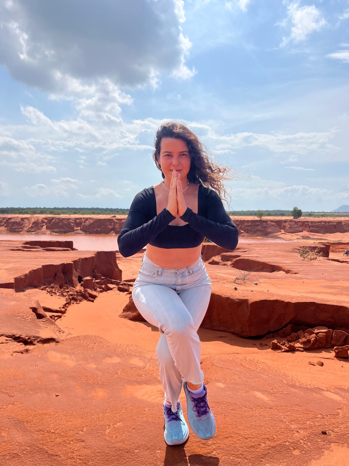 Posing and yoga at Mui Ne's red sand dunes