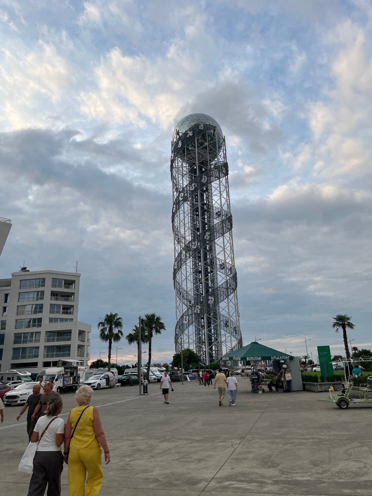 Everyday life around Batumi's modern waterfront on a July afternoon