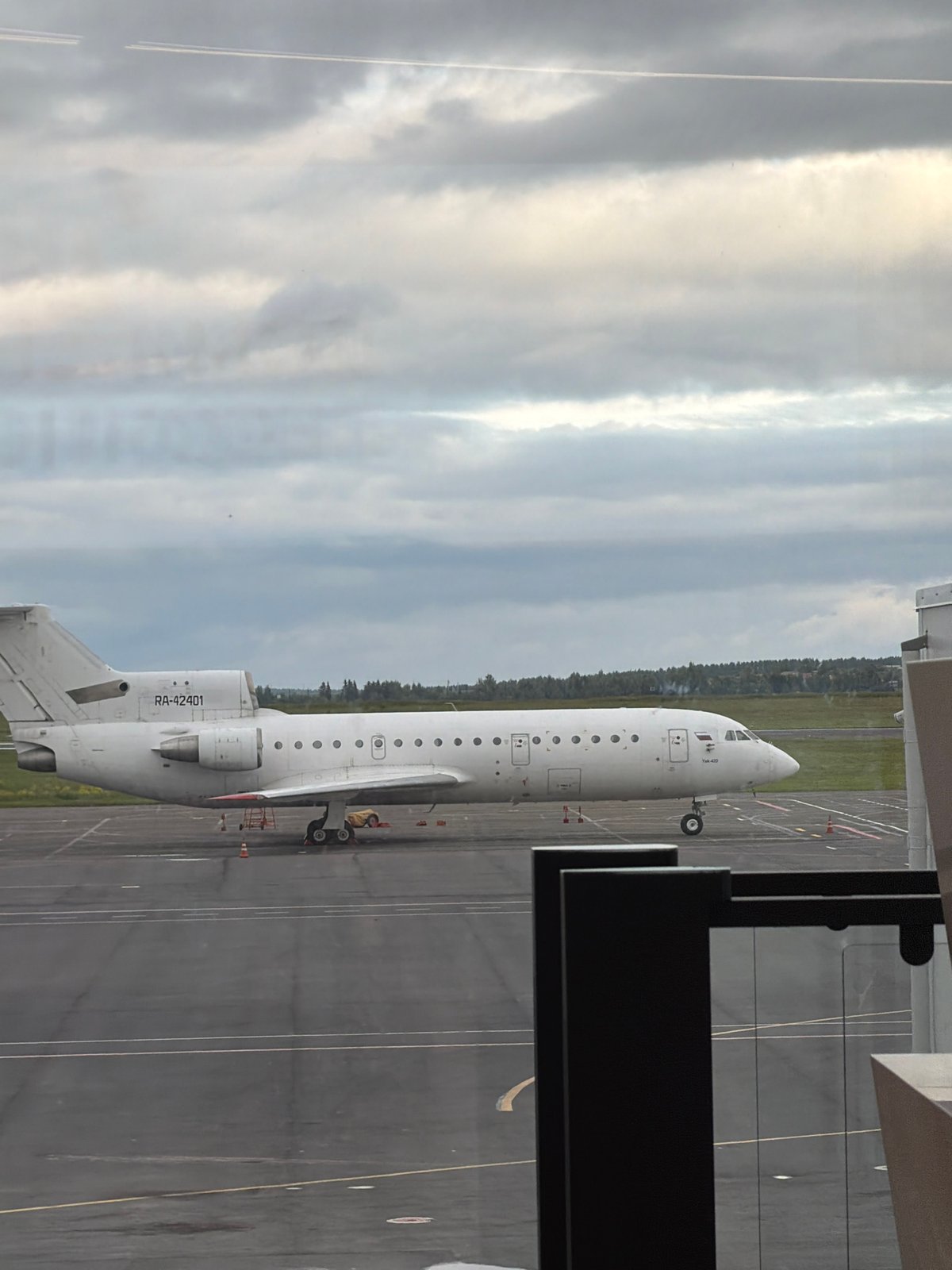 Yak-40 aircraft parked at Russian airfield