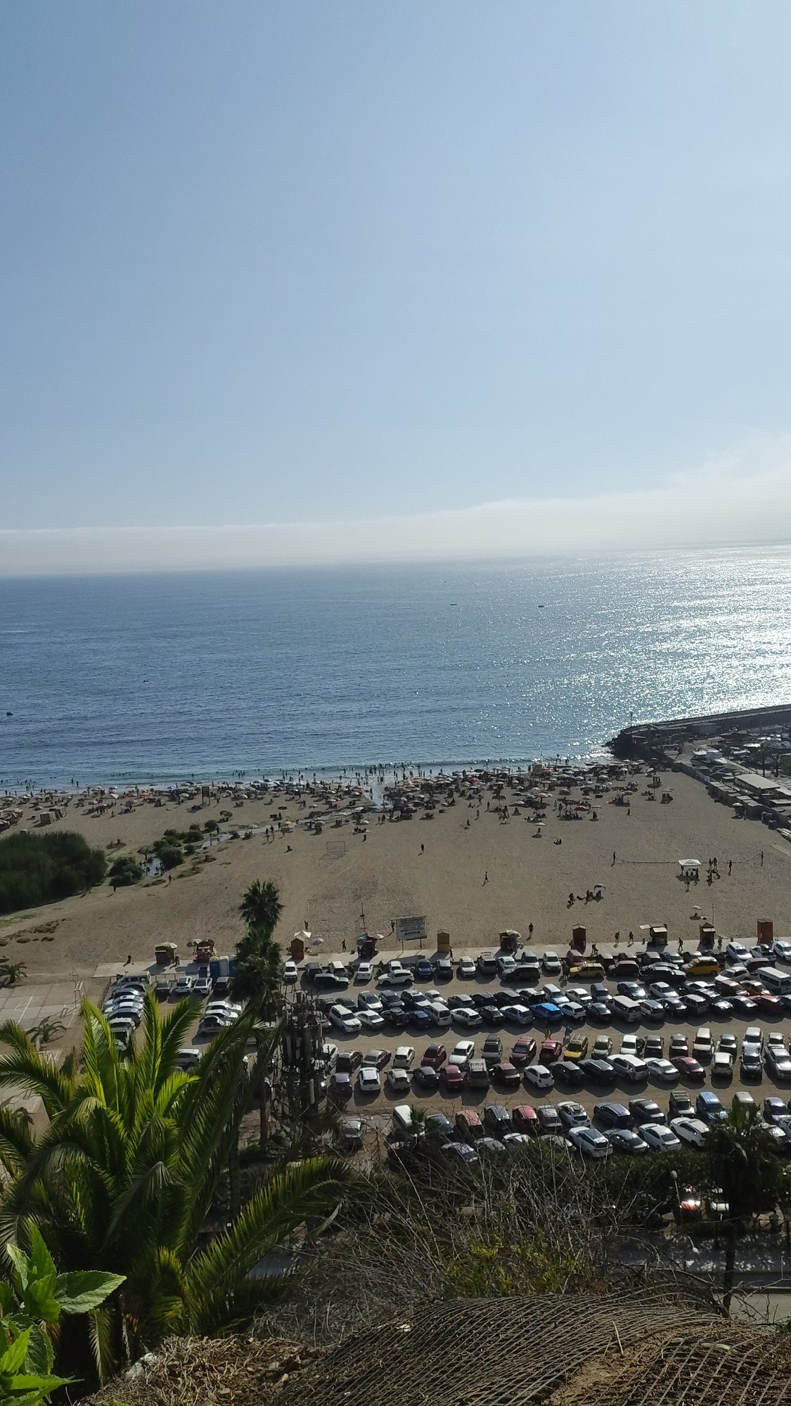 Aerial view captures coastal scene in Barranco, Peru