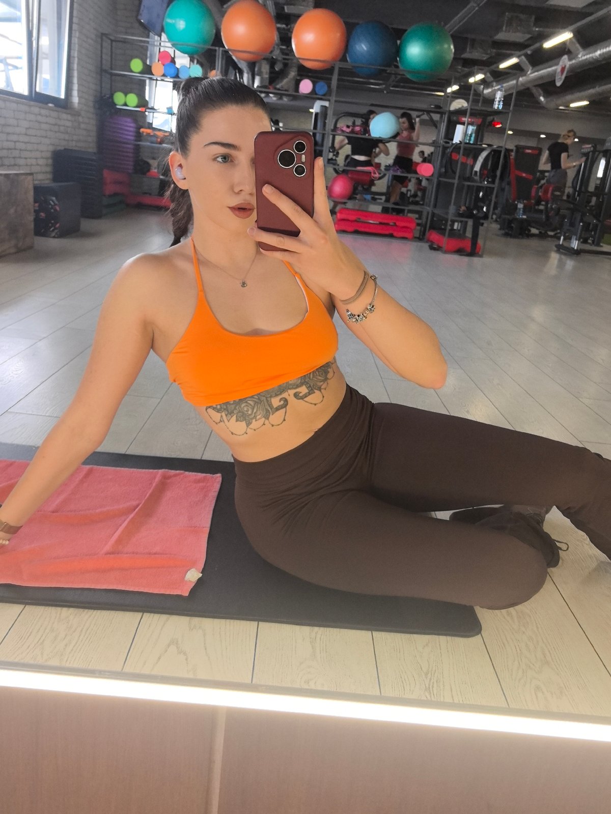 Woman documents workout session at Stara Zagora gym