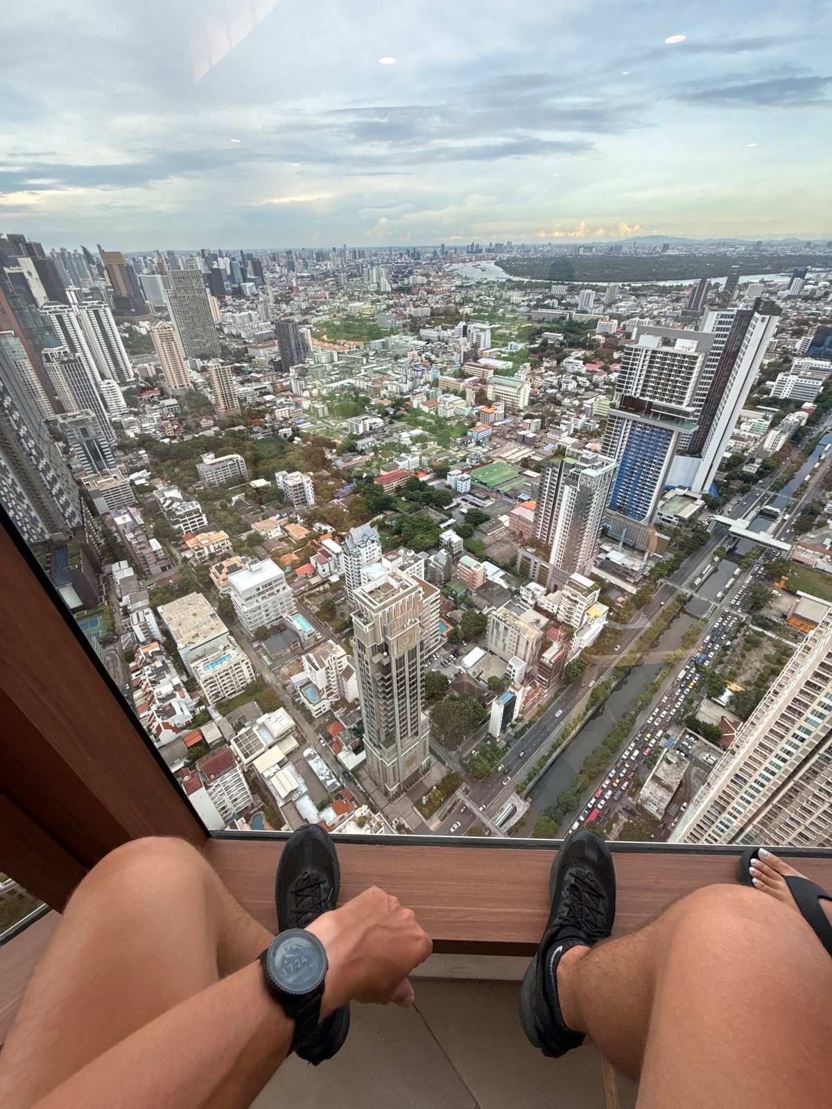 Aerial views of Bangkok captured from high building vantage point