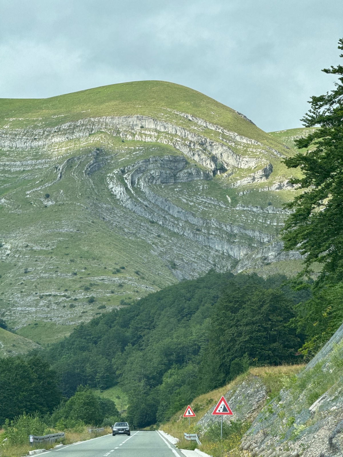 SUV winding through mountain roads in rural Montenegro