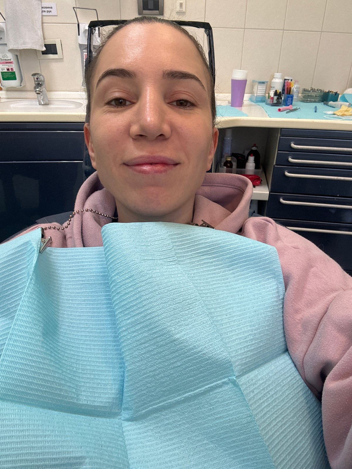 Woman receives dental treatment at Moscow clinic