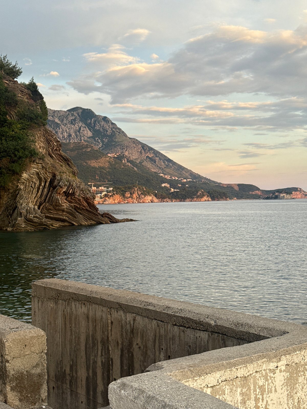 Sunset evening along the Montenegrin Riviera near Rafailovići