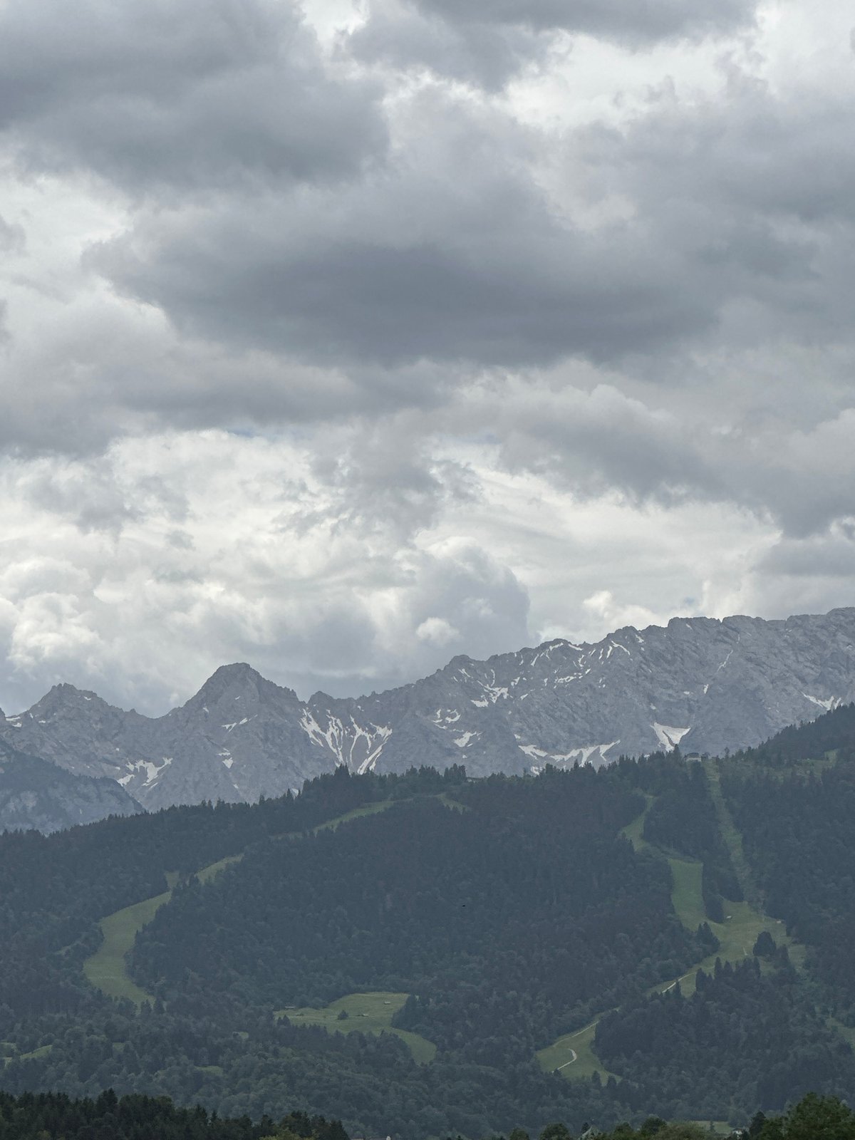 Cloudy morning across Garmisch-Partenkirchen, Alps in the backdrop