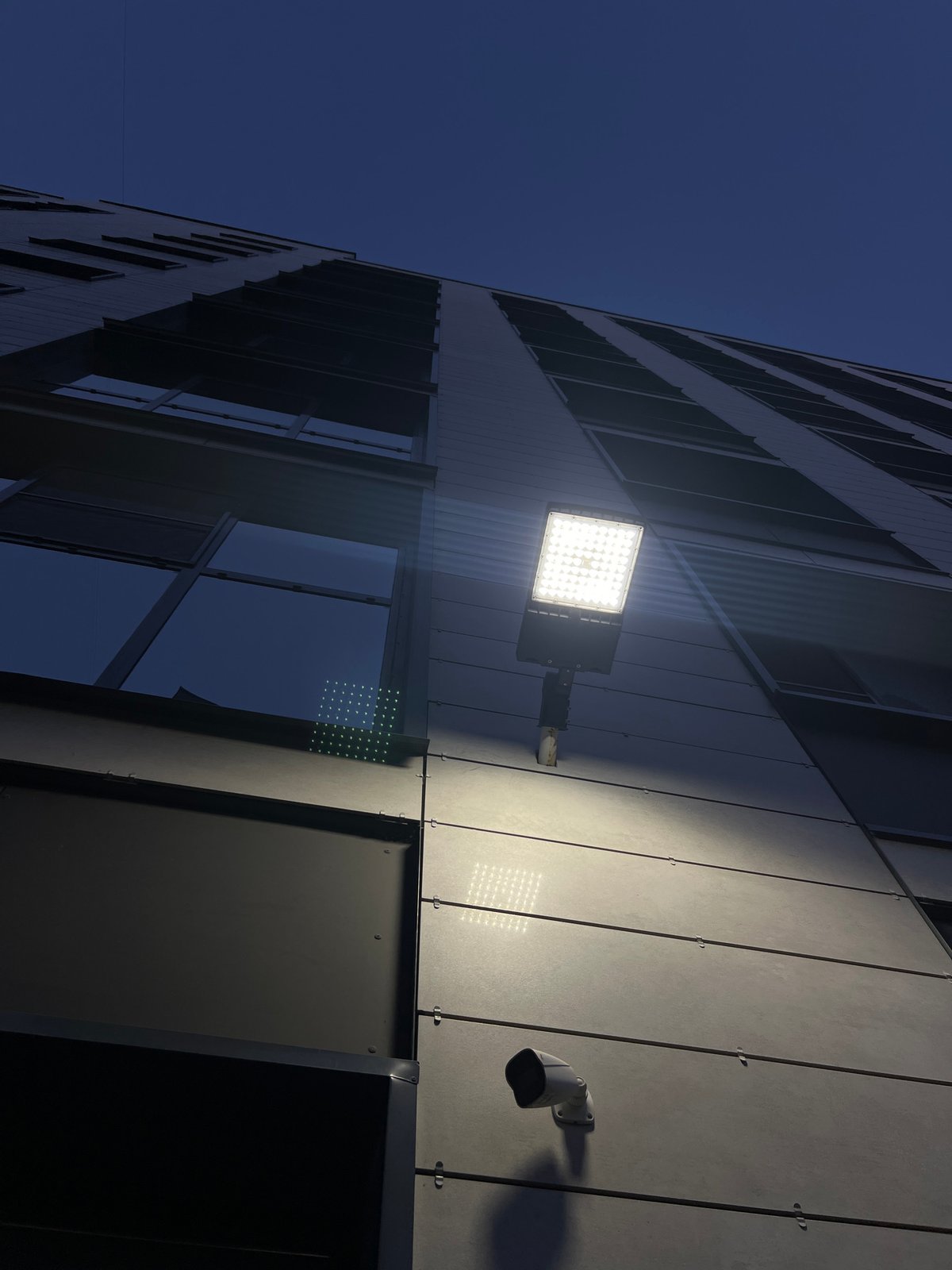 Evening documentation of modern Russian residential complex