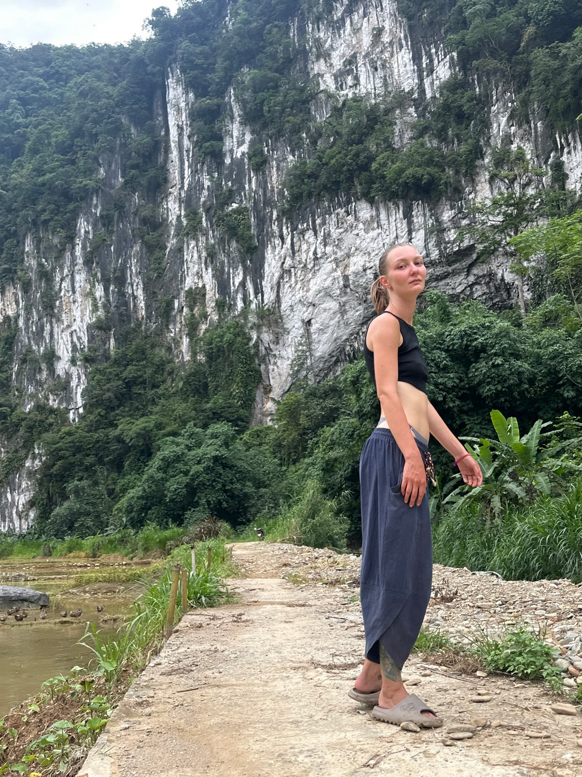 Tourists explore rural Vietnam commune, locals tend rice fields