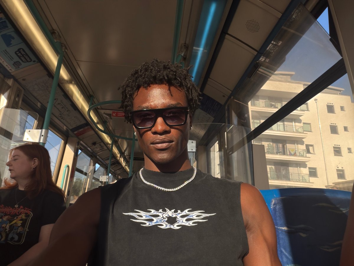 Candid bus portraits, London, flame graphic tee