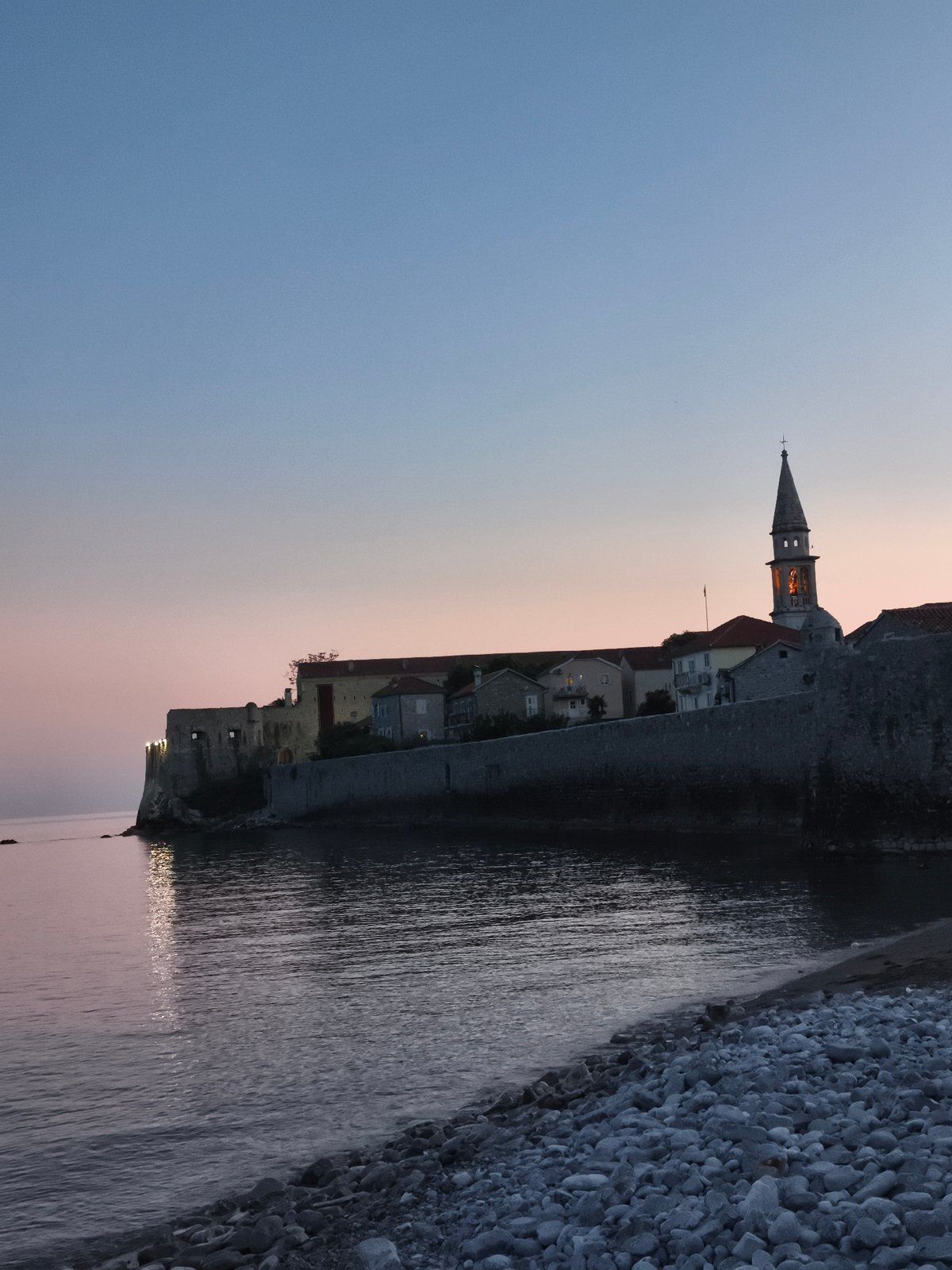 Twilight scenes captured in historic Budva, Montenegro