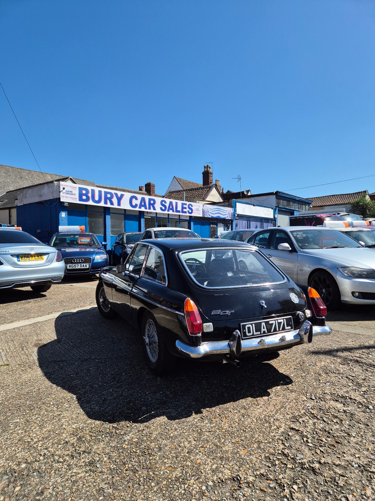 Car dealership photographed in West Suffolk on sunny afternoon