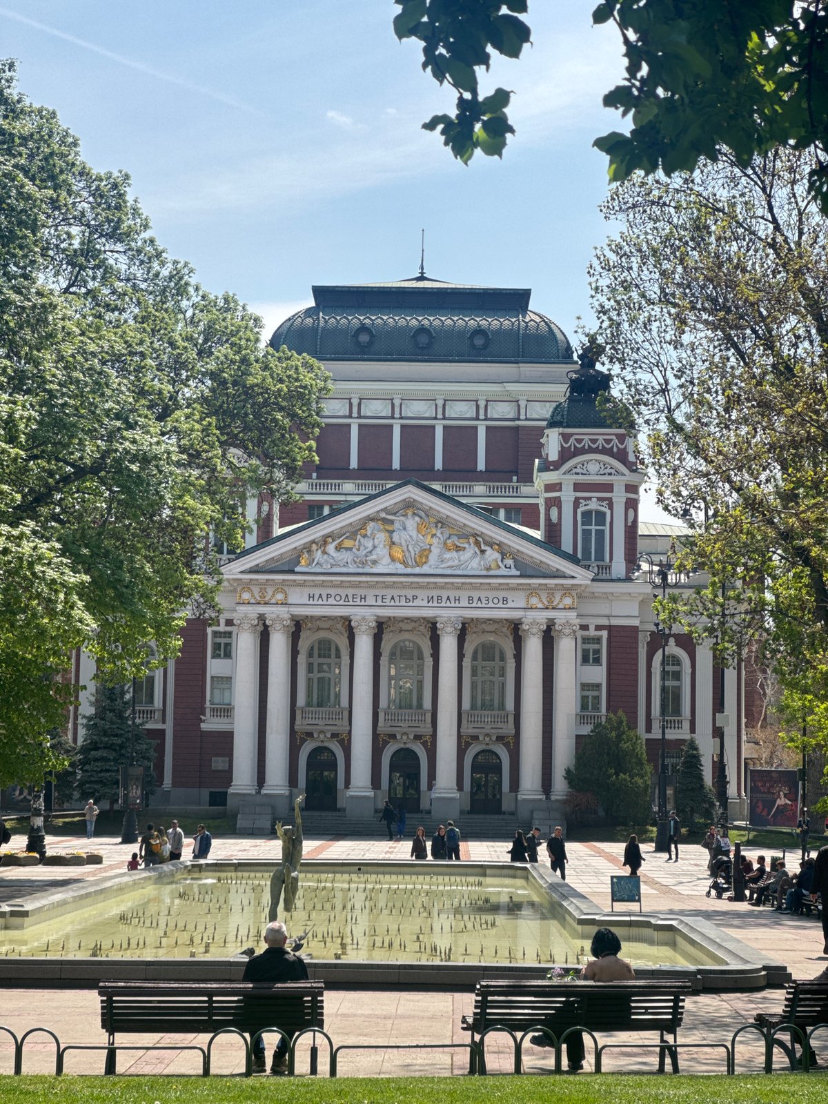 Morning scenes captured around Sofia's National Theatre district