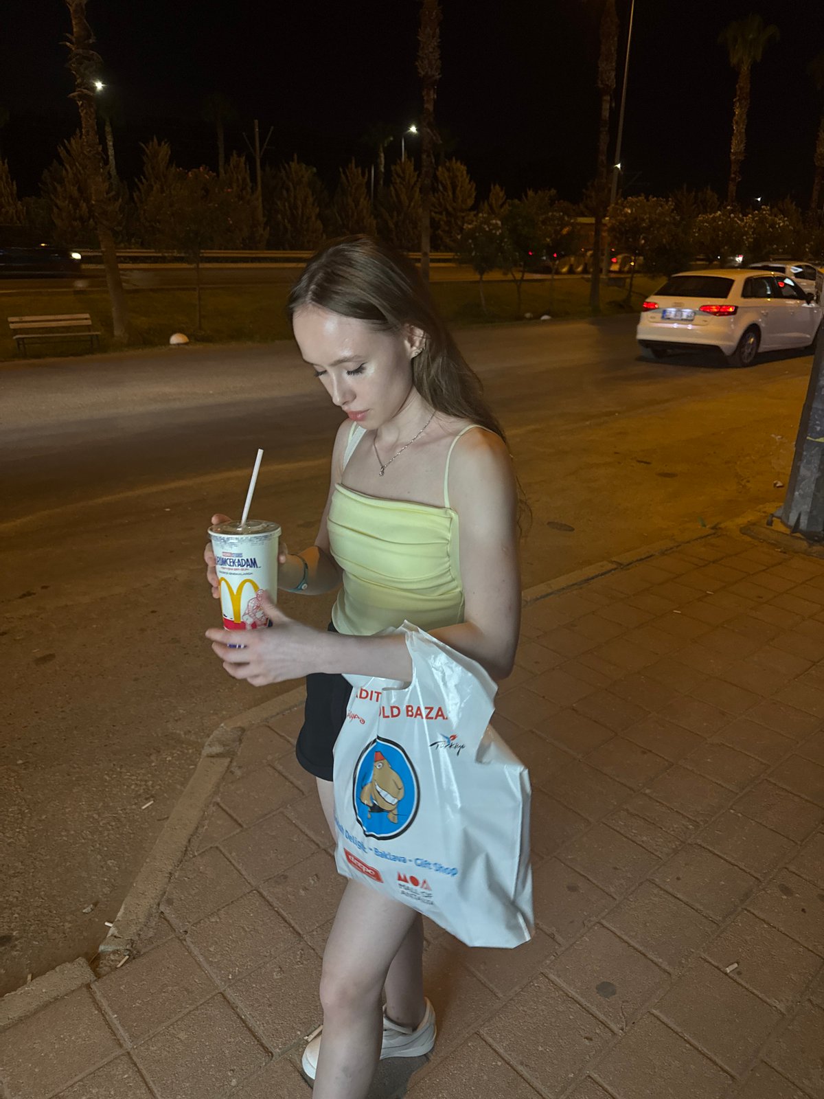 Night out in Kepez with Starbucks, McDonald's, and street selfies.