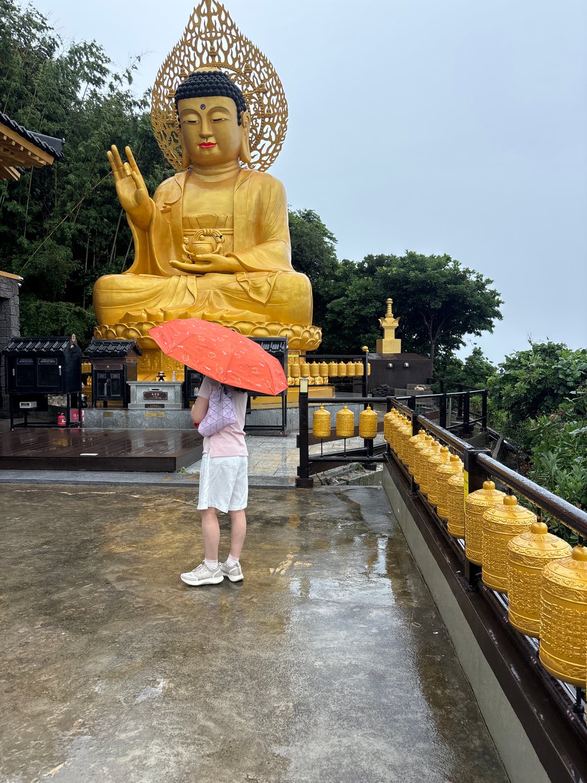 Rainy day at Bomunsa Temple, Jeju's coastal Buddhist site