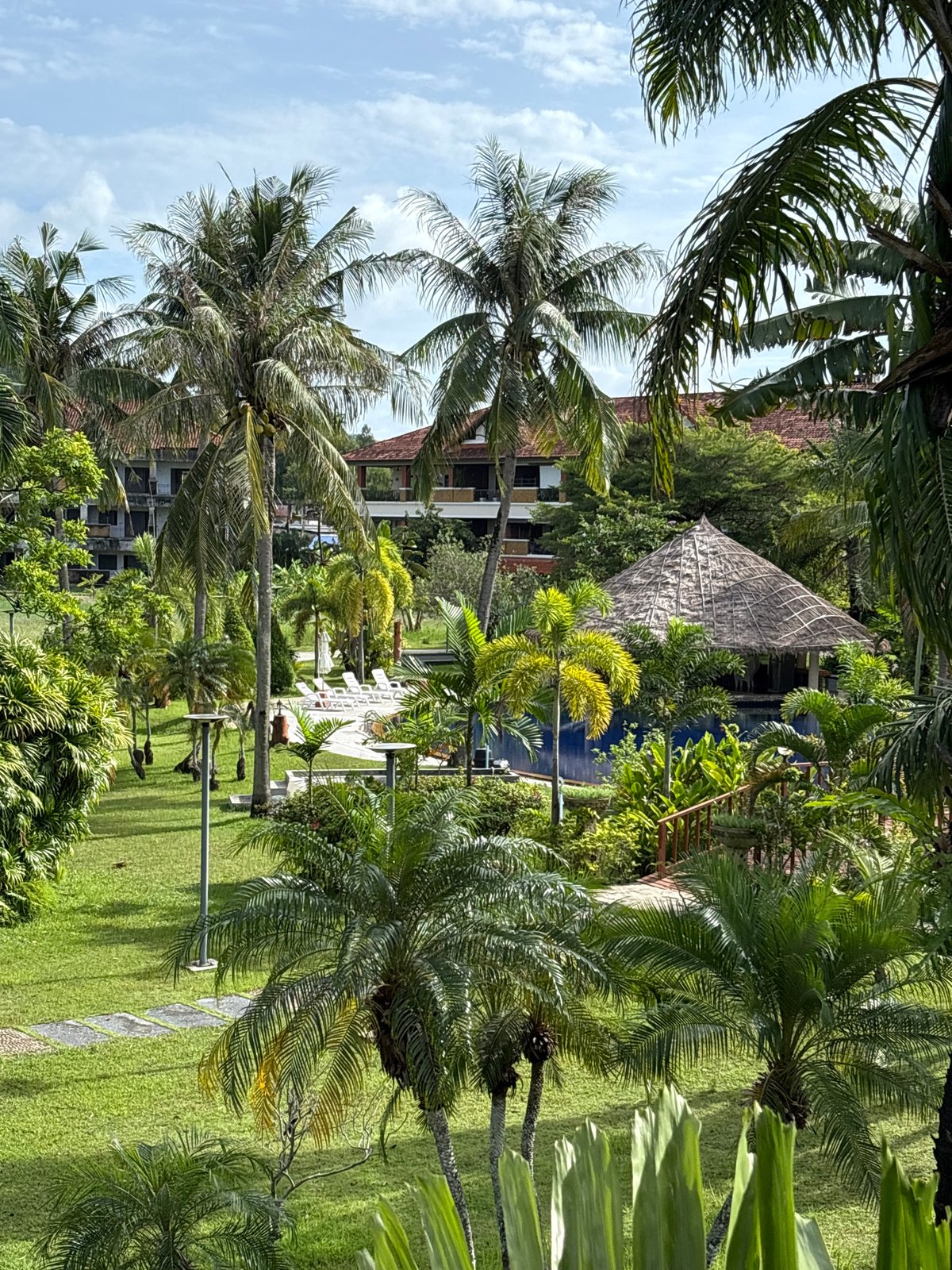 Early morning resort activities documented in Chalong, Thailand
